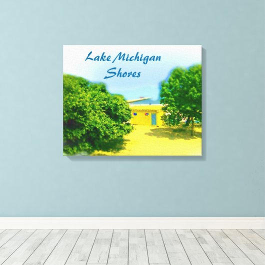 Het Michiganmeer van Chicago Beach Canvas Afdruk (Insitu (Houten vloer))