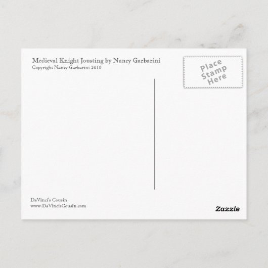 Het middeleeuwse Briefkaart van Jousting van de (Achterkant)