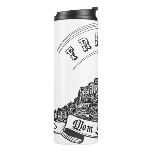 Het middeleeuwse klooster Mont Saint Michel. Frank Thermosbeker (Gedraaid links)