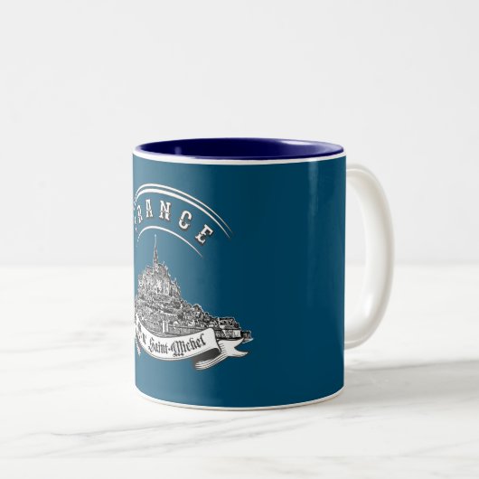 Het middeleeuwse klooster Mont Saint Michel. Frank Tweekleurige Koffiemok (Voorkant rechts)