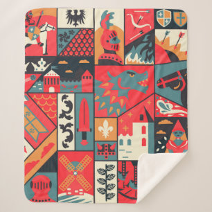 Het middeleeuwse patroon naadloos ontwerp. Verkleu Sherpa Deken