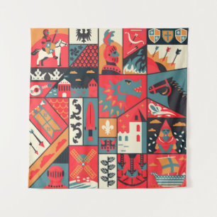 Het middeleeuwse patroon naadloos ontwerp. Verkleu Wandkleed