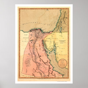 Het Midden-Oosten Egypte - kaart 1800 Poster