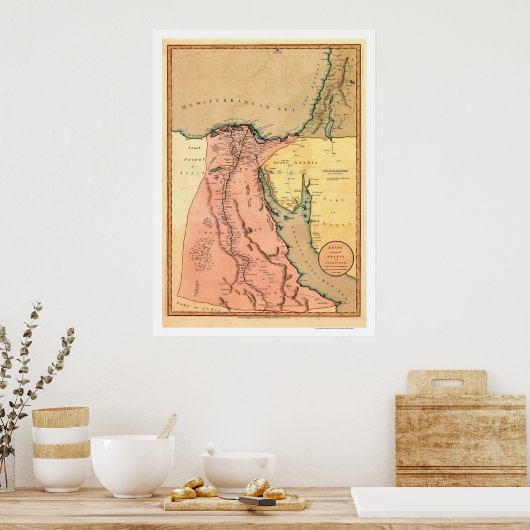 Het Midden-Oosten Egypte - kaart 1800 Poster (Keuken)