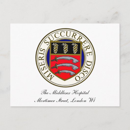 Het Middlesex-ziekenhuis Logo Briefkaart (Voorkant)
