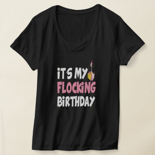Het 'Mijn' 'Birthday Flamingo Theme Gift' T-shirt (Laagn)