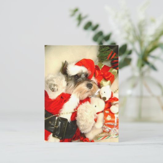 Het mini Briefkaart van Schnauzer X'mas (Staand voorkant)