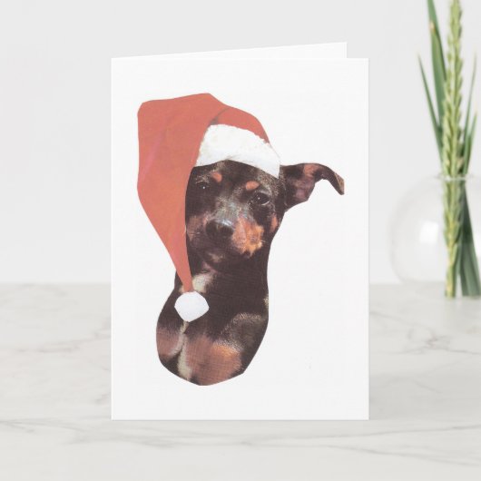 Het miniatuur Pet van de Kerstman Pinscher Feestdagen Kaart (Voorkant)