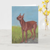 Het miniatuur Wenskaart van de Kunst van de Hond Kaart (Gele Bloem)