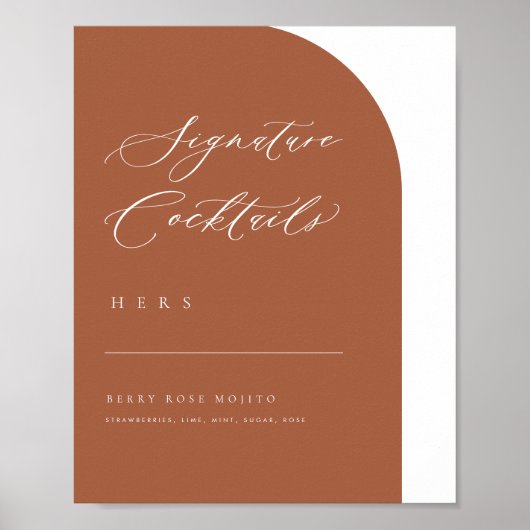 Het minimale handssignaal Cocktails Wedding Bar Me Poster (Voorkant)