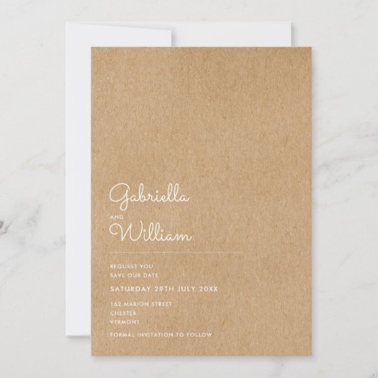 Het minimale Manuscript van Rustic sparen de Datum Save The Date (Voorkant)