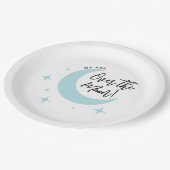 Het minimalistische Baby shower van de maan Papieren Bordje (Gekanteld)