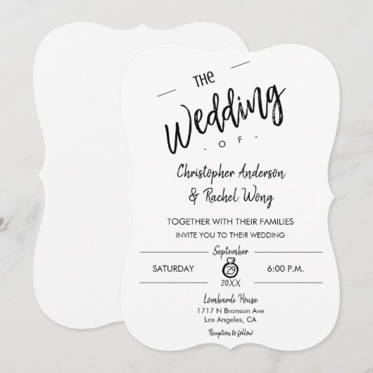 Het Minimalistische Manuscript van de douane het W Kaart (Voorkant / Achterkant)