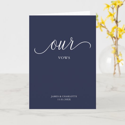Het minimalistische script voor onze Vows Card Blu Kaart (Gele Bloem)