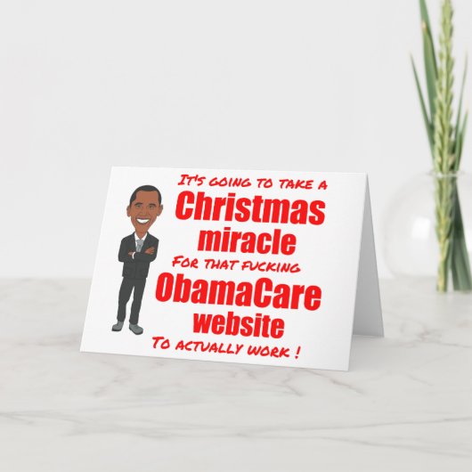 Het mirakel van de websiteKerstmis van ObamaCare Feestdagen Kaart (Voorkant)