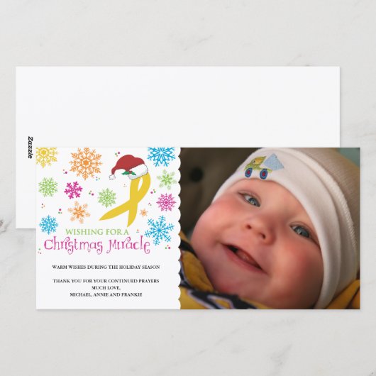 Het Mirakel van Kerstmis - het Lint van Kanker van Feestdagenkaart (Voorkant / Achterkant)