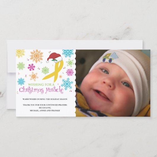 Het Mirakel van Kerstmis - het Lint van Kanker van Feestdagenkaart (Voorkant)