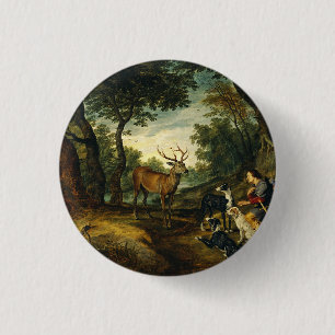 Het Mirakel van Sint-Hubertus door Peter Paul Rube Ronde Button 3,2 Cm