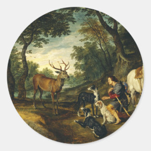 Het Mirakel van Sint-Hubertus door Peter Paul Rube Ronde Sticker