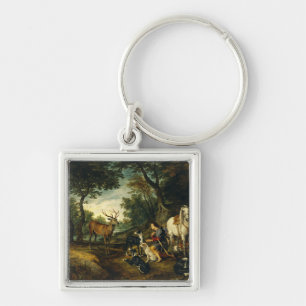 Het Mirakel van Sint-Hubertus door Peter Paul Rube Sleutelhanger