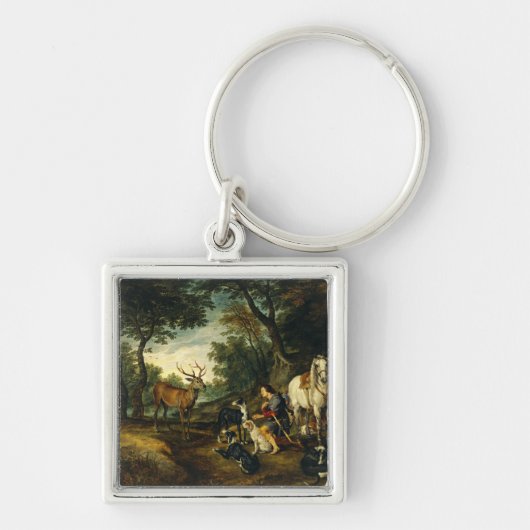 Het Mirakel van Sint-Hubertus door Peter Paul Rube Sleutelhanger (Voorkant)