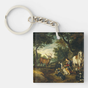 Het Mirakel van Sint-Hubertus door Peter Paul Rube Sleutelhanger