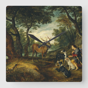 Het Mirakel van Sint-Hubertus door Peter Paul Rube Vierkante Klok