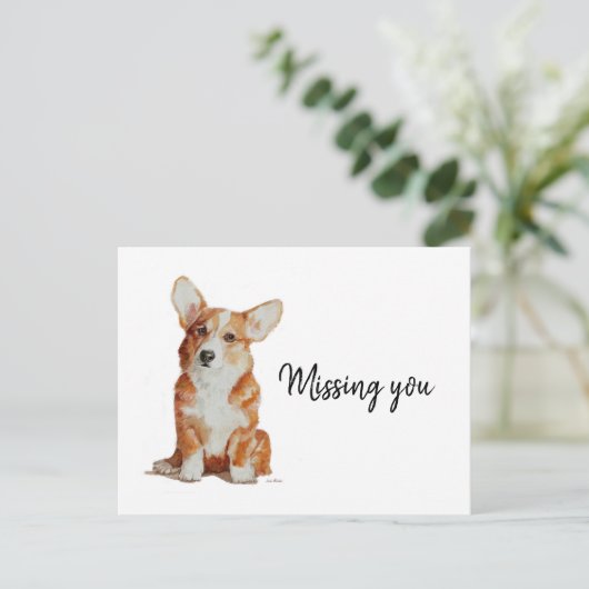 Het missen u briefkaart van uw leuke kleine Corgi (Staand voorkant)