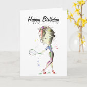 Het misser-geschikte Meisje speelt het Wenskaart Kaart (Gele Bloem)