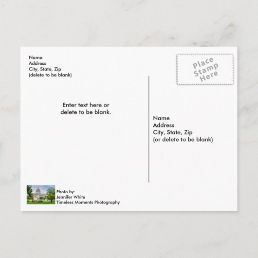 Het Missouri Capitol Briefkaart (Achterkant)