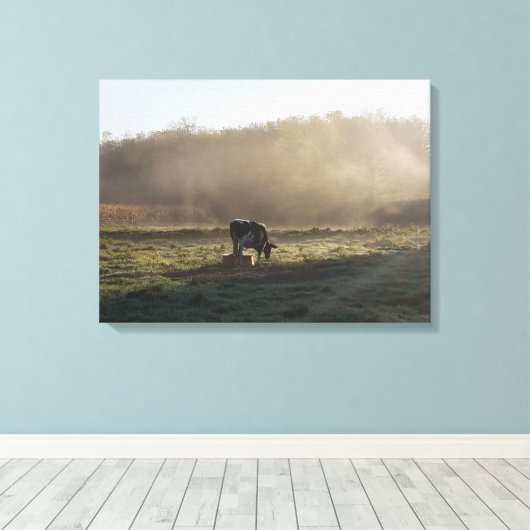 Het mistige platteland canvas afdruk (Insitu (Houten vloer))