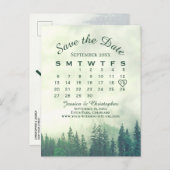 Het Misty Groene Boshuwelijk bewaart de Kalender v Aankondigingskaart (Voorkant / Achterkant)
