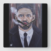 Het Mobster-schilderij van Alfred Fox Vierkante Klok (Voorkant)