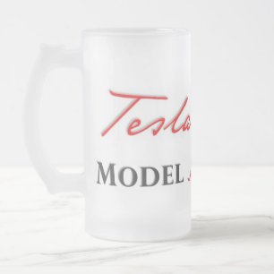Het Model S van Tesla dat op een Bevroren Mok word