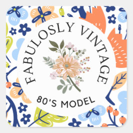 Het model van de jaren 80 vierkante sticker