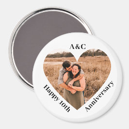Het moderne 10e Jubileum paar Keepsake Heart Magneet