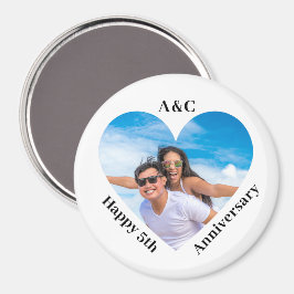 Het moderne 5e Jubileum paar Keepsake Heart Magneet
