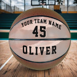 Het moderne Abstracte Aantal van de Naam van het T Basketbal<br><div class="desc">De naam van het moderne Abstracte Waterverf team is Basketbal. Trendy blush sinaasappel waterverf abstracte achtergrond. Deze aangepaste en gepersonaliseerde basketbal is een perfect cadeau voor basketballers,  teamgenoten,  coaches,  je vrienden en familie. Personaliseer het met uw teamnaam,  nummer en jouw naam.</div>