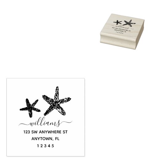 Het moderne Adres van de Terugkeer van de Starfish Rubberstempel (Gestempeld)