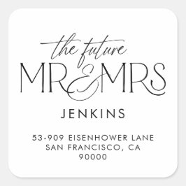 Het moderne Adres van de Terugkeer van de Weddensc Vierkante Sticker