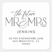 Het moderne Adres van de Terugkeer van de Weddensc Vierkante Sticker (Voorkant)