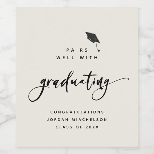 Het moderne Afstudeerder van de Calligrafie van he Wijn Etiket (Enkel label)