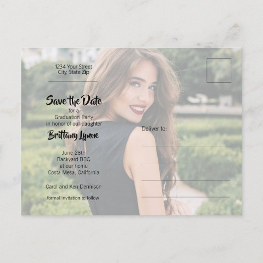 Het moderne Afstuderen van de Foto van het Manuscr Briefkaart (Achterkant)