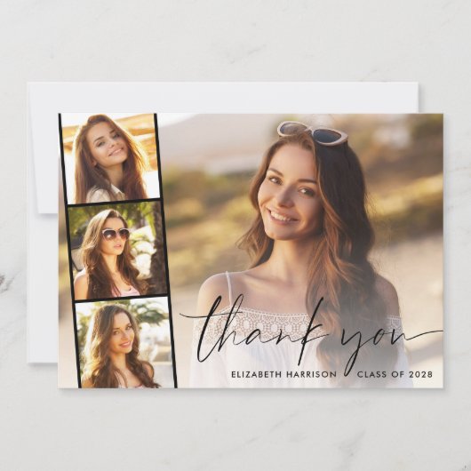 Het moderne Afstuderen van de Strip van de Foto va Bedankkaart (Voorkant)