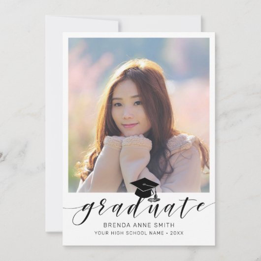 Het moderne Afstuderen Zwarte Pet van het Manuscri Aankondiging (Voorkant)