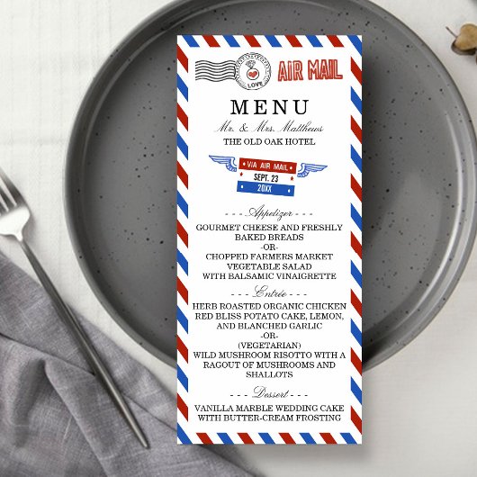 Het moderne Airmail Wedding Collectie - Menu