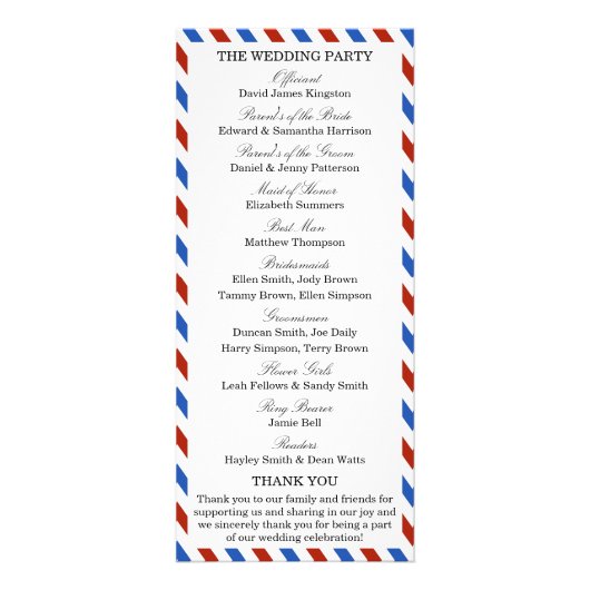 Het moderne Airmail Wedding Collectie - Programma (Achterkant)