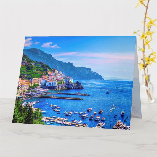 Het moderne Amalfi Italië Europa Art. van de Foto Kaart (Gele Bloem)