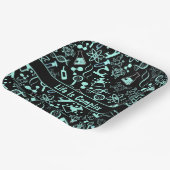 Het moderne aquablauwe biochemieleven is complex papieren bordje (Gebogen)