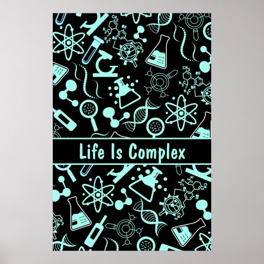 Het moderne aquablauwe biochemieleven is complex poster (Voorkant)